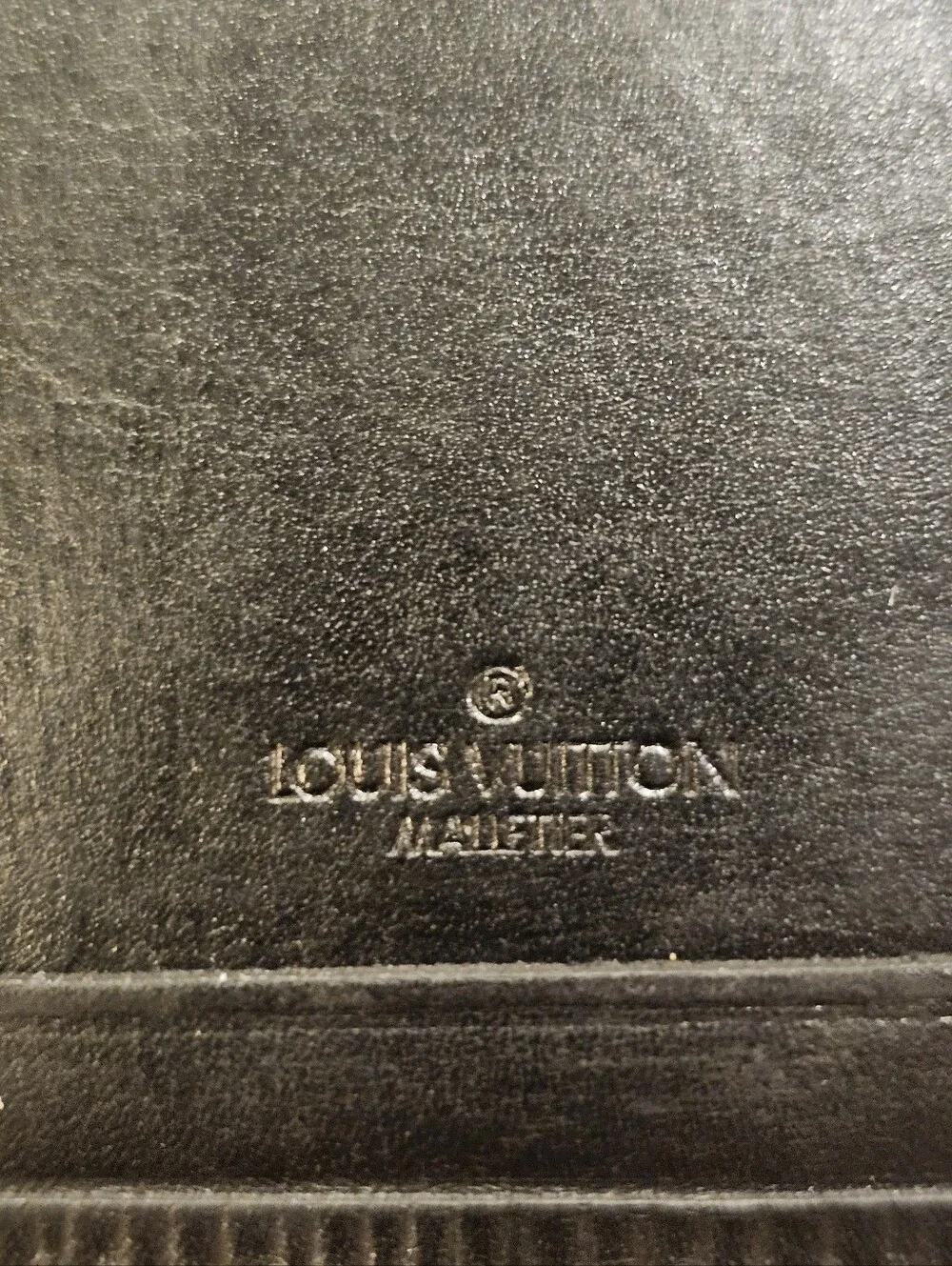 Vintage Louis Vuitton Epi Bi Fold Black Leather ID Card Holder Malletier EUC
